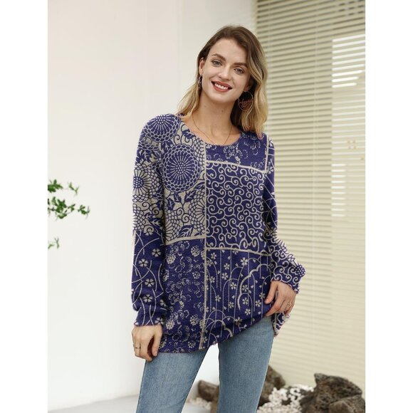 Women Christmas Sweater Graphic Print Oversized Pullover Picture 153 Loose Top - Picture 2 of 4